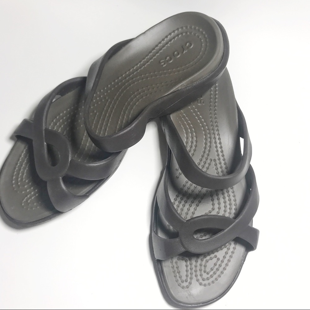 CROCS WOMEN MELEEN TWIST SANDALS SLIDES BROWN 6 - Picture 2 of 8